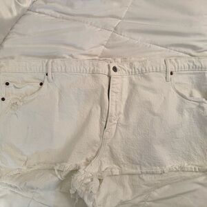 White Distressed Denim Shorts